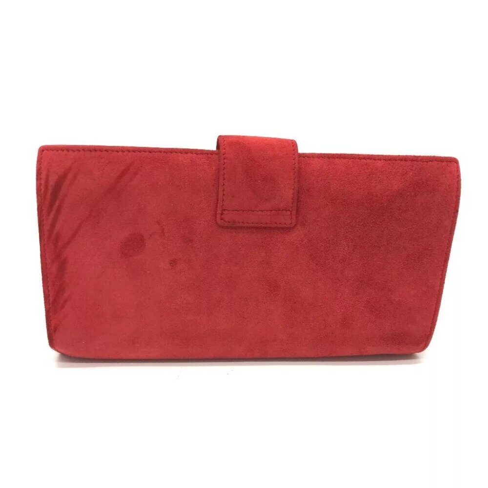 CELINE Jewelry case logo Bifold pouch Accessory case suede Red/GoldHardware - Picture 10 of 16